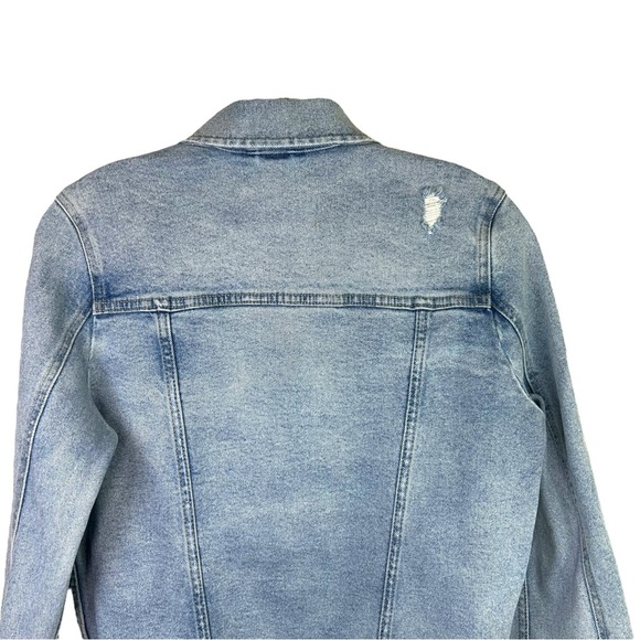 Pistola - Women’s ‘Brando’ Distressed, Bomber Denim Jacket, Trim - Blue, Medium - Picture 12 of 16